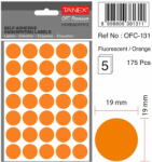 Tanex Etichete autoadezive rotunde, D19 mm, 175 buc/set, TANEX, portocaliu (TX-OFC-131-OG)