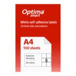 Optima Etichete aut OPTIMA Smart Etichete albe autoadezive 6/A4, 210 x 48 mm, 100 coli/top, Optima Smart (OP-406210048S)