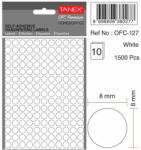 Tanex Etichete autoadezive rotunde, D 8 mm, 750 buc/set, TANEX, alb (TX-OFC-127-WH)