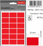 Tanex Etichete autoadezive, 22 x 32 mm, 90 buc/set, TANEX, rosu fluorescent (TX-OFC-116-FRE)