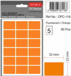 Tanex Etichete autoadezive, 22 x 32 mm, 90 buc/set, TANEX, portocaliu fluorescent (TX-OFC-116-FOG)