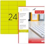 Tanex Etichete color autoadezive, 24/A4, 64 x 34mm, 25 coli/top, TANEX, galben fluorescent (TX-TW-2024-FYE)