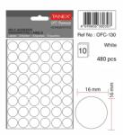 Tanex Etichete autoadezive rotunde, D16 mm, 480 buc/set, TANEX, alb (TX-OFC-130-WH)