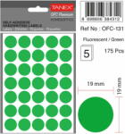 Tanex Etichete autoadezive rotunde, D19 mm, 175 buc/set, TANEX, verde (TX-OFC-131-GR)