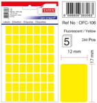 Tanex Etichete autoadezive, 12 x 17 mm, 280 buc/set, TANEX, galben fluorescent (TX-OFC-106-FYE)