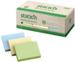 Hopax Notes autoadeziv 38 x 51 mm, 12 x 100 file/set, Stick"n - 3 culori pastel - hartie reciclata (HO-21407)