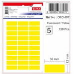Tanex Etichete autoadezive, 12 x 30 mm, 150 buc/set, TANEX, galben fluorescent (TX-OFC-107-FYE)