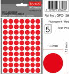 Tanex Etichete autoadezive rotunde, D13 mm, 350 buc/set, TANEX, rosu (TX-OFC-129-RE)