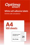 Optima Etichete aut OPTIMA Smart Etichete albe autoadezive 24/A4, 70 x 37 mm, 100 coli/top, Optima Smart (OP-424070037S)