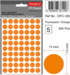 Tanex Etichete autoadezive rotunde, D13 mm, 350 buc/set, TANEX, portocaliu (TX-OFC-129-OG)