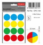 Tanex Etichete autoadezive rotunde, D32 mm, 60 buc/set, TANEX, culori fluorescente asortate (TX-OFC-MX133)