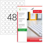 Tanex Etichete albe autoadezive, repozitionabile, rotunde, D30mm, 48/A4, 25 coli/top, TANEX (TX-TW-2130R)