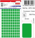Tanex Etichete autoadezive, 8 x 12 mm, 550 buc/set, TANEX, verde fluorescent (TX-OFC-104-FGR)