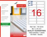 Tanex Etichete albe autoadezive, repozitionabile, 16/A4, 99.1x34mm, 25 coli/top, TANEX. colturi rotunjite (TX-TW-2016R)