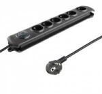 Qoltec Anti-surge power strip | 6 sockets | 1.8m | Black
