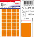 Tanex Etichete autoadezive, 12 x 17 mm, 280 buc/set, TANEX, portocaliu fluorescent (TX-OFC-106-FOG)