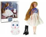 LEAN Toys Baby Doll Doll with Cat Long Brown Hair