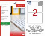 Tanex Etichete albe autoadezive, repozitionabile, 2/A4, 199.6x143.5mm, 25 coli/top, TANEX, colturi rotunj (TX-TW-2002R)