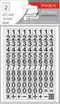 Tanex Etichete autoadezive cu cifre, 0-9, 2 folii/set, TANEX, 10mm regular (TX-STC502)