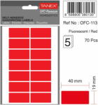 Tanex Etichete autoadezive, 19 x 40 mm, 70 buc/set, TANEX, rosu fluorescent (TX-OFC-113-FRE)