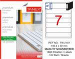 Tanex Etichete albe autoadezive, repozitionabile, 7/A4, 192.5x39mm, 25 coli/top, TANEX, colturi rotunjite (TX-TW-2107R)