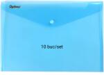 Optima - prod din plastic Mapa PP protectie documente A4 landscape, inchidere cu capsa, 10/set, Optima - albastru transparent (OP-5100180A4-22)