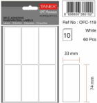 Tanex Etichete autoadezive, 33 x 74 mm, 60 buc/set, TANEX, alb (TX-OFC-119-WH)