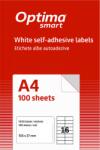 Optima Etichete aut OPTIMA Smart Etichete albe autoadezive 16/A4, 105 x 37 mm, 100 coli/top, Optima Smart (OP-416105037S)