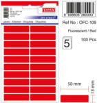 Tanex Etichete autoadezive, 13 x 50 mm, 100 buc/set, TANEX, rosu fluorescent (TX-OFC-109-FRE)