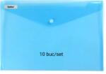 Optima - prod din plastic Mapa PP protectie documente A7 landscape, inchidere cu capsa, 10/set, Optima - albastru transparent (OP-5100180A7-22)