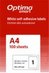 Optima Etichete aut OPTIMA Smart Etichete albe autoadezive 1/A4, 210 x 297 mm, 100 coli/top, Optima Smart (OP-401210297S)