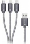 Connect IT Wirez 3in1 USB-C and Micro USB & Lightning, silver grey, 1.2 m