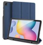 Dux Ducis DOMO tok álló, bőr hatású (aktív FLIP, oldalra nyíló, TRIFOLD S pencil tartó, textil minta) SÖTÉTKÉK [Samsung Galaxy Tab S6 Lite 10.4 LTE (SM-P619) 2022] Sérült csomagolás