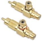 Phonocar 046711 RCA Y elosztó adapter aranyozott csatlakozóval 2 db-os készlet autóhifihez és otthoni rendszerekhez (046711)