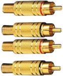 Phonocar 046492 szerelhető RCA dugó, 4db-os csomag, aranyozott felület, univerzális RCA kábelhez (046492)