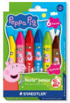 STAEDTLER Zsírkréta, hatszögletű, jumbo, STAEDTLER „Noris® junior 224, Peppa malac, 6 szín (TS224C6L1) - tintasziget