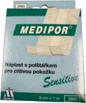 MEDIPLAST MEDIPOR® plasture cu tampon pentru piele sensibilă 8 cm x 1 m