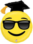  37 inch-es Emoji Smile Face Ballagási Kalapos Fólia Lufi