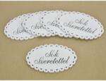  Fa - "Sok szeretettel" csipkés ovál tábla fehér 5x8cm 5db/csomag - csinaldmagadshop