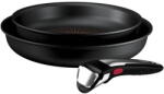 Tefal Set 3 piese Tefal Ingenio Excellence+, tigai de 22/26 cm, 1 maner detasabil, inductie, invelis antiaderent, indicator Thermo-Signal, tehnologie FUSION CORE, aluminiu, negru (3168430385146)