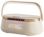 iHunt Boxa portabila iHunt BedSide 9-in-1, Hi-Fi, Bluetooth, Ceas cu Alarma si Temperatura, Incarcator Wireless, Ambient RGB Light, Lemn Premium (Crem)