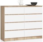  KOMÓD K 120 cm 8 FIÓK PK SONOMA / FEHÉR