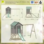 Wendi Toys Casuta de gradina Pastel Green Adventure Cottage cu platforma, tobogan si leagan dublu (M60PGN), Wendi Toys (M60PGN) Casuta pentru copii