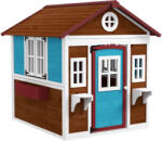 Outsunny Căsuță copii exterior casă de joacă exterioară cu ușă ferestre și jardiniere 114 x 126, 4 x 135 cm Maro | Aosom Romania (345-027V01DR) Casuta pentru copii