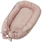 Feedo Cosulet bebelus, Feedo, Pentru dormit, joaca, protectie in patut, Baby Nest 90x60 cm, Din bumbac 100%, Design cu inimioare, Roz (208216)