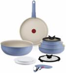 Tefal Set de Vase Tefal Ingenio Serenity 11 piese, Aluminiu, Antiaderent, Culoare Albastru (L829SB04)