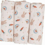 Bubaba Set 3 scutece terta, Bubaba, Din bumbac, 80x80 cm, Carrots and Rainbow (87813)
