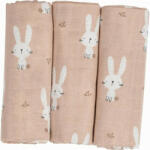 Bubaba Set 3 scutece terta, Bubaba, Din bumbac, 80x80 cm, Beige Bunnies (87820)