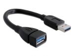 Delock USB 3.0-s bővítőkábel A-típusú csatlakozódugóval > USB 3.0-s, A-típusú csatlakozóhüvellyel, 15 cm, fekete (82776)