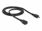 Delock Bővítőkábel USB 2.0-s, Micro-B típusú csatlakozódugóval > USB 2.0-s, Micro-B típusú csatlakozóhüvellyel 1 m (83248)